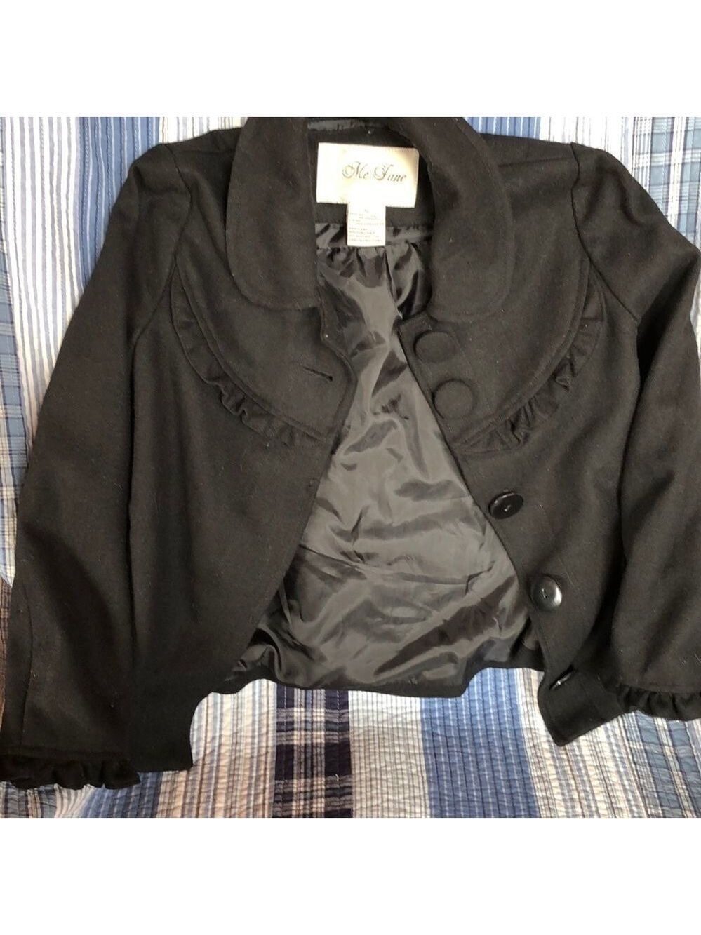 BIG Girls size Small black Me Jane wool pea coat
